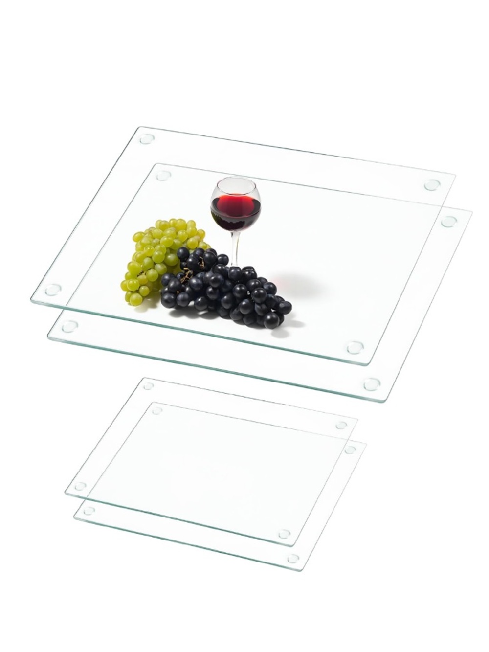 4 Pack 2 Sizes Glass Cutting Board with Anti-Slip Pads, Rectangle - SHIP ALONE - Picture 2 of 7